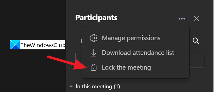 ล็อกการประชุมใน Microsoft Teams