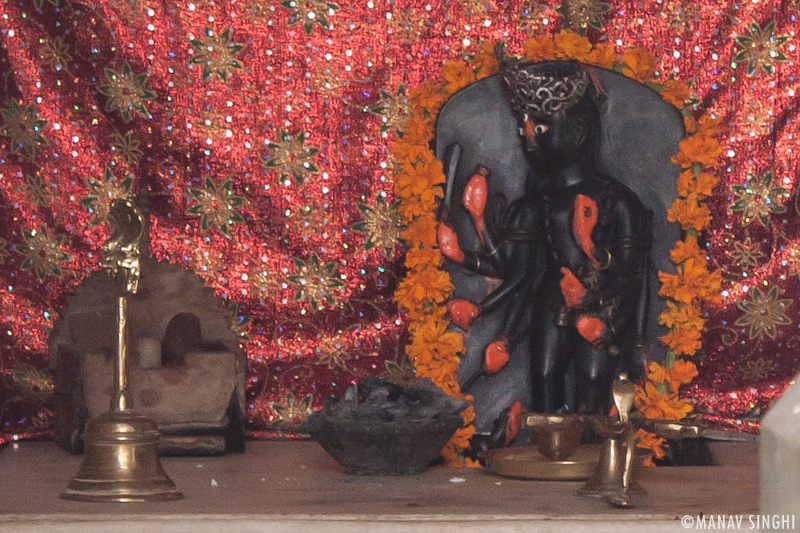 Idol of Bhairav with 8 hands holding Weapons.