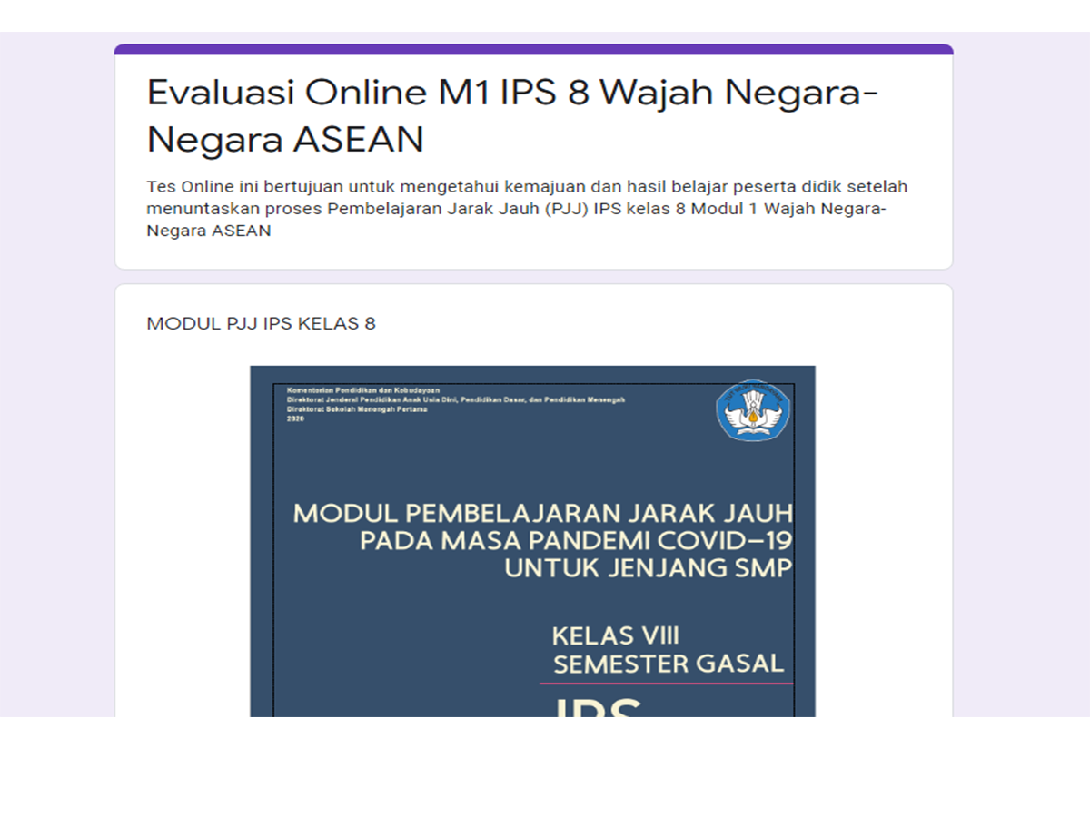 M1 Wajah Negara-Negara ASEAN - Evaluasi Online IPS Kelas 8