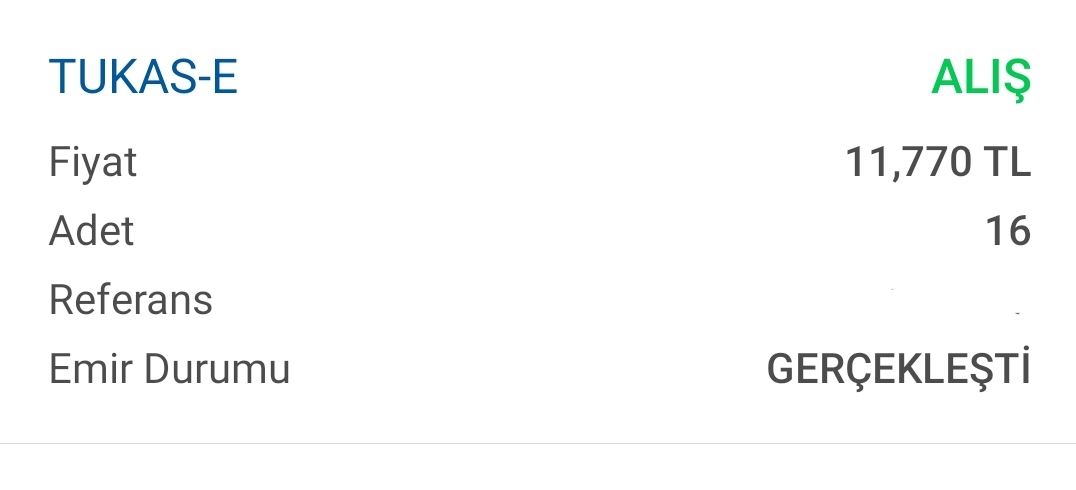 500 TL Meydan Okuma 5 (5. İşlem Hisse Alımı 7 Ocak 2020Hisse Satışı 16
