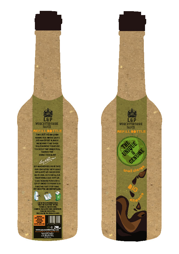 Green Design Bottle Label and Refill Bottle