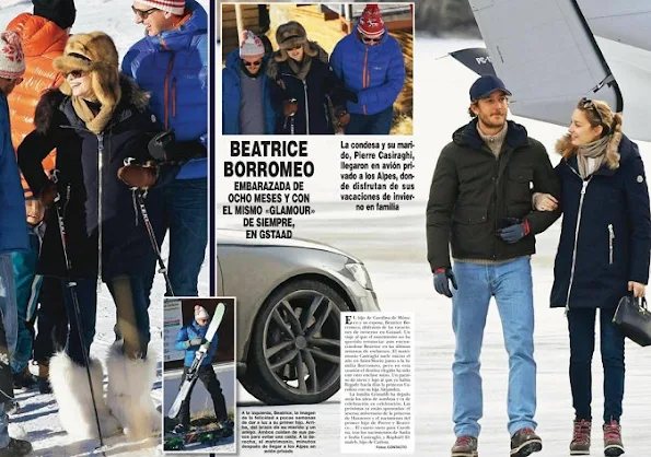 Princess Caroline, Princess Charlene and her twins Princess Gabriella and Prince Jacques were seen on their holiday at Gstaad Ski Center in Switzerland