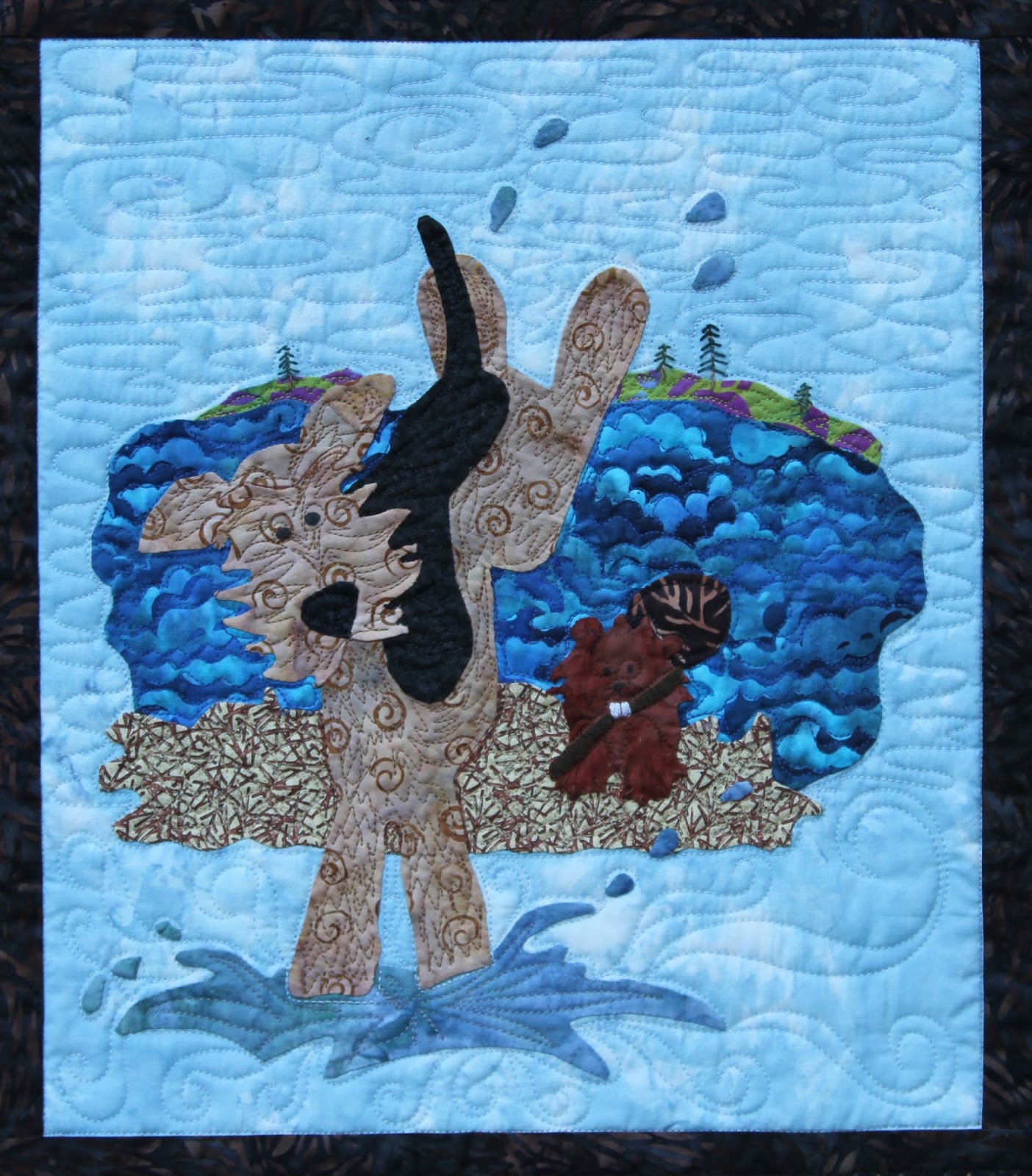 Airedale Rescue Quilting Bee LEAPING OVER THE BEAVER