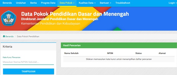 Cara Praktis Cek Npsn Sekolah Status Dan Alamat Sekolah Sd Smp Sma Smk Slb Di Dapodikdasmen Website Pendidikan
