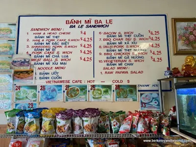 menu at Banh Mi Ba Le Vietnamese Sandwich in El Cerrito, California