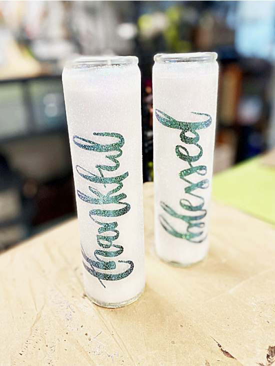 DIY Glittered Dollar Store Candles