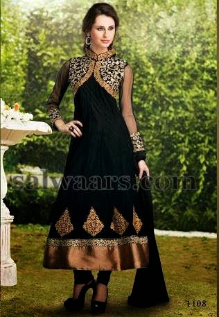 Black Silk Trendy Salwar Suit - Indian Dresses