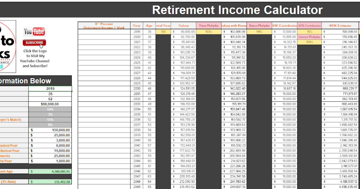 Income retirement calculator 