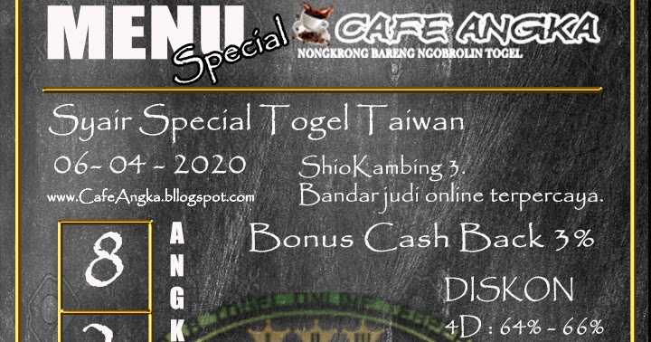 Menu Special Syair Togel Taiwan CAFE ANGKA