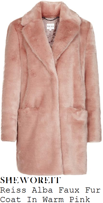 lauren-pope-dusty-beige-pink-long-sleeve-faux-fur-coat-lfw