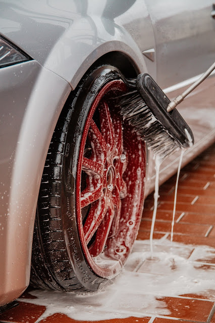 car wheel being washed:https://findbyplate.com/