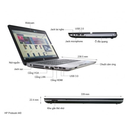 Laptop HP Probook 400 G1, Core i3-4000M, Ram 4GB, HDD 250GB, 14 inch
