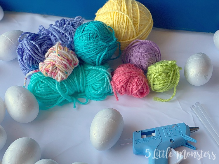 5 Little Monsters Yarn Wrapped Easter Eggs