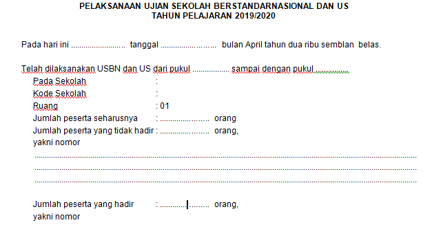 Dapatkan Berita Acara Pelaksanaan Ujian Sekolah Doc Sarjana