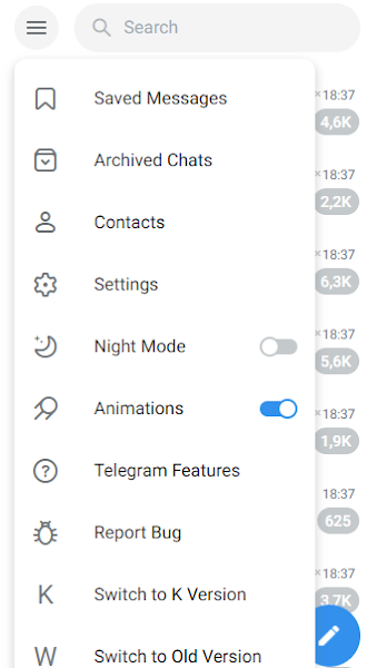 Telegram web menu icon
