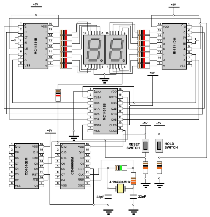 Electrical and Electronics Engineering: Digital Stopwatch Circuit Diagram