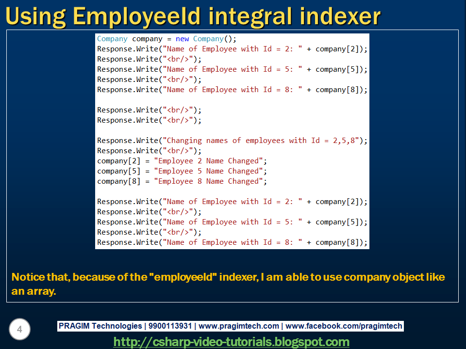 Sql server and c video tutorial part 65 indexers in c 