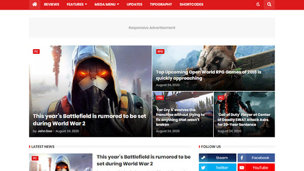 Gameify Premium - Blog & Magazine Gaming Blogger Template