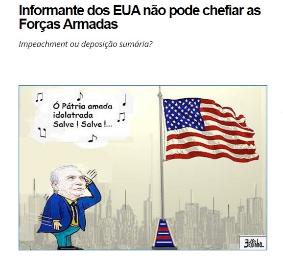 Informante dos EUA não pode chefiar as Forças Armadas