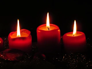 winter candles flickering 