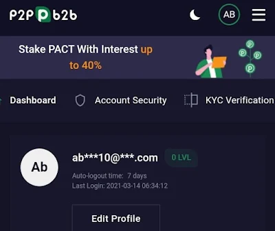 Cara mendaftar di P2PB2B exchange dan cara verifikasinya, gratis 100 Token PACT