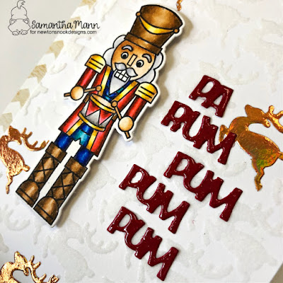 Pa Rum Pa Pum Pum Card by Samantha Mann for Newton's Nook Designs, Nutcrakcer, Christmas, Cards, Flock, Foil, Handmade Cards #newtonsnook #christmas #cards #nutcrakcer #flock #foil