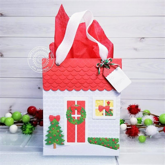 Sunny Studio Stamps: Sweet Treat Gift Bag Sweet Treat House Add-On Woodland Border Dies Christmas Treat Bag by Ana Anderson Sunny Studio Stamps: Sweet Treat Gift Bag Sweet Treat House Add-On Woodland Border Dies Christmas Treat Bag by Ana Anderson