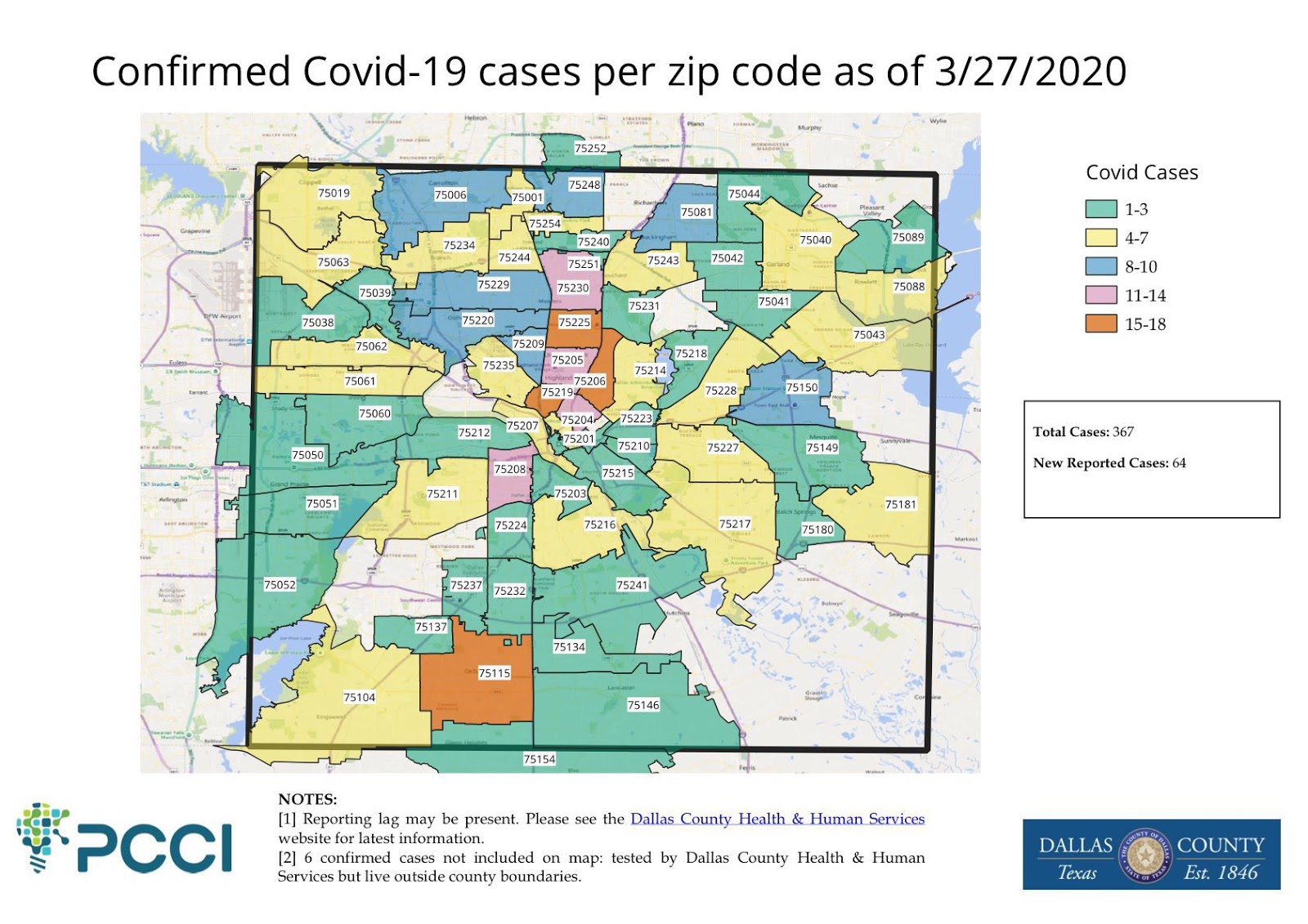 75229 Zip Code Map Kevin's Corner: Dallas County Covid 19 Zip Code Map For 3/27/2020