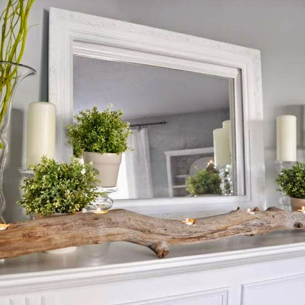 Spring decorations for the fireplace mantel