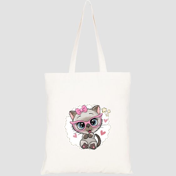 TÚI VẢI TOTE CANVAS IN HÌNH CUTE CARTOON SIAMESE KITTEN GIRL HT485 – HTFASHION