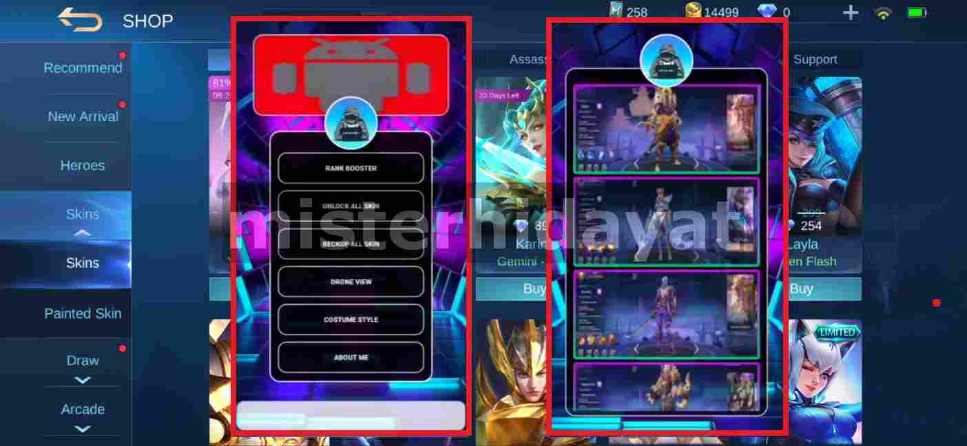 Apk Injector Mobile Legends All Skin, Analog, Battle Efek