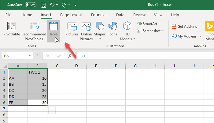 Как вставить динамическую диаграмму в электронную таблицу Excel