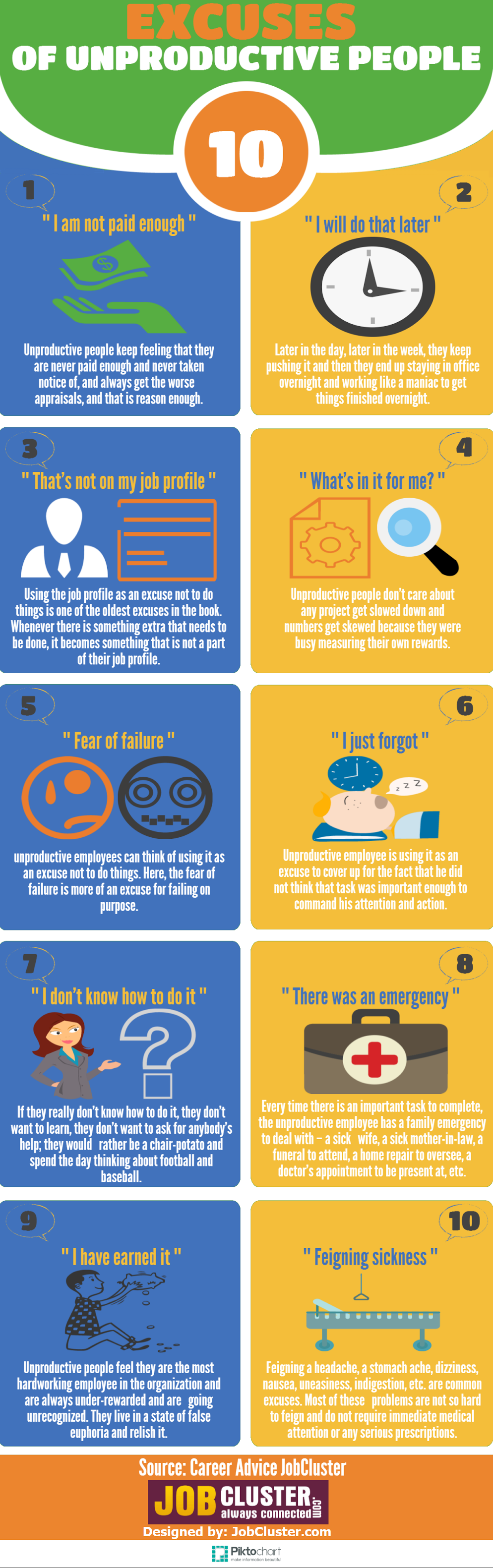 Infographic: 10 Excuses of Unproductive People 