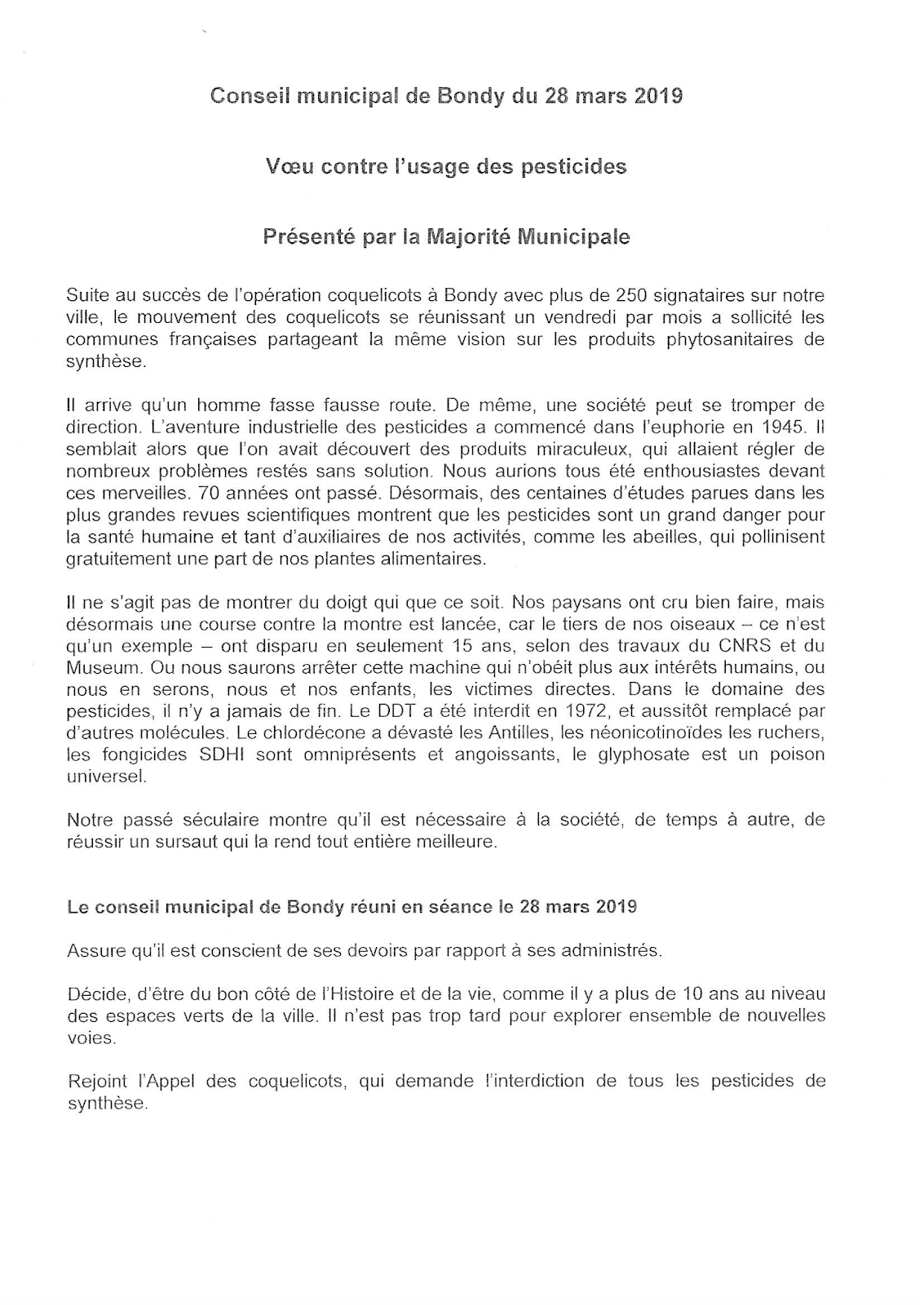 Bondy Ecologie: La ville de BONDY rejoint l'appel des coquelicots