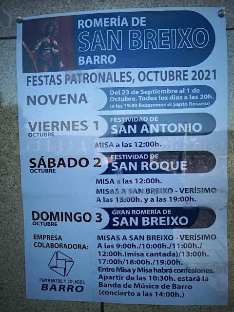Romería de San Breixo, en Barro, os días 1, 2  e 3 de Outubro de 2021