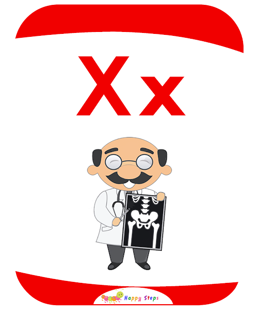 Letter X Flashcards for kids