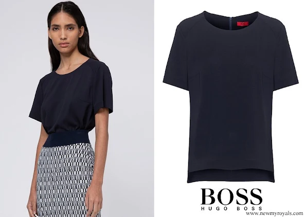 Queen Letizia wore Hugo Boss Short-sleeved top