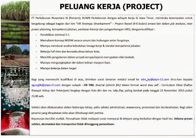 Lowongan BUMN PT Perkebunan Nusantara XI ( Persero ) - S1 HR Strategic Development