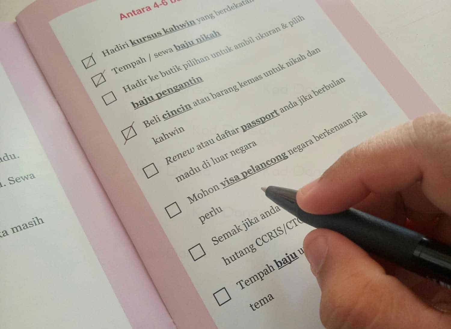 Checklist Pertunangan