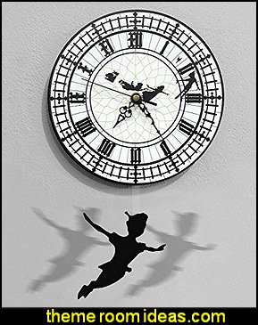 Peter Pan Swinging on the Big Ben - Pendulum Wall Clock fairy tinkerbell bedroom decorating ideas fairies - tinker bell fairy bedrooms - tinkerbell theme decorating - Tinkerbell fairy - Disney fairies - adult fairy bedrooms - teens fairy theme bedrooms tinkerbell wall mural Peter Pan Swinging on the Big Ben - Pendulum Wall Clock