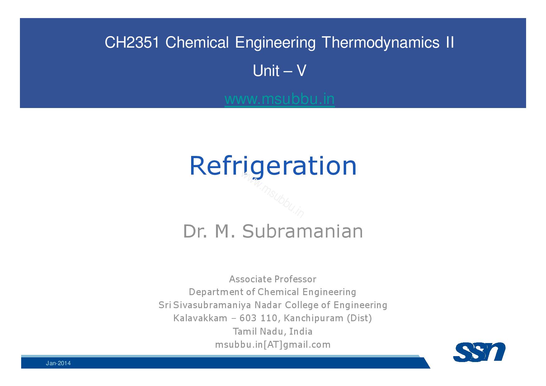 Lecture Note's On Refrigeration Cycle (PDF DOWNLOAD)