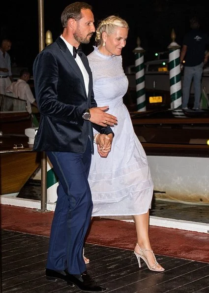 At the Venice Film Festival, Crown Princess Mette Marit wore Vilshenko Lavender Midi Dress