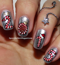 candy cane nail four nails christmas days nailart