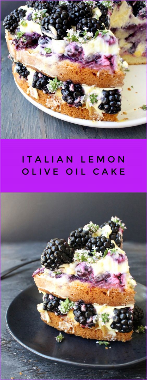 Best Italian Lemon Olive Oil Cake Recipe with Berries - My Best Cooking