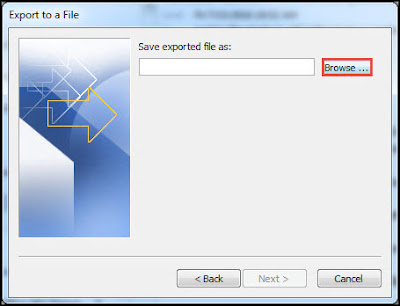 Save exported file as - Export calendar from outlook to excel