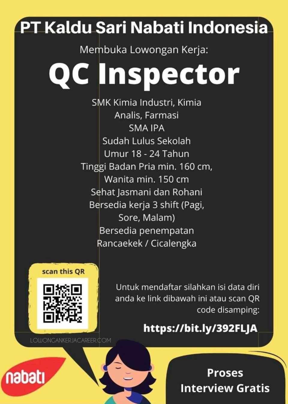 Lowongan QC Inspector PT Kaldu Sari Nabati Indonesia