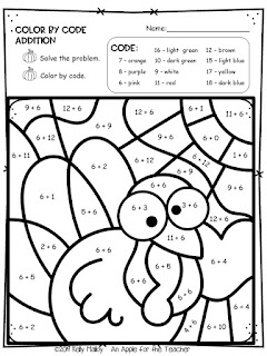 Thanksgiving Color By Number Math Facts Practice Addition Turkey