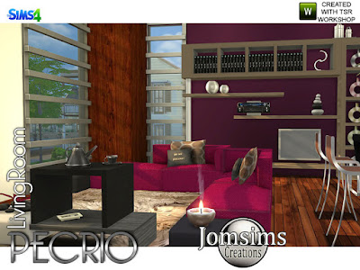 Pecrio Modern living room Pecrio Современная гостиная для The Sims 4 Pecrio современная гостиная. Модерн и комфорт.. для вашего интерьера. Чистые линии, простые и одинаково современные. 2 дивана. 2 кофейных столика. 1 разная поверхность мебели. найти в категории Разное поверхность. 1 systeme dvd audio.find в категории аудио. 1 новая ваза деко металл шесть цветов, найти в категории беспорядки. 1 современный бар и барная стойка с современными линиями. забавные цвета и металлическая текстура. чайный сервиз deco deco найти в категории беспорядок. А ты, поставь этот стол куда хочешь. Автор: jomsims