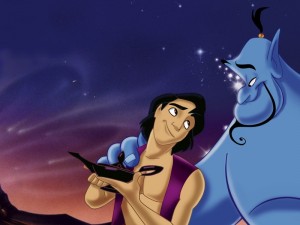 Aladdin and the genie bond in Aladdin 1992 http://animatedfilmreviews.filminspector.com/2012/12/aladdin-1992-king-of-genies.html