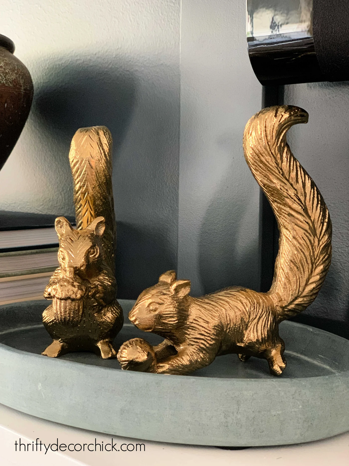 brass gold squirrel figurines